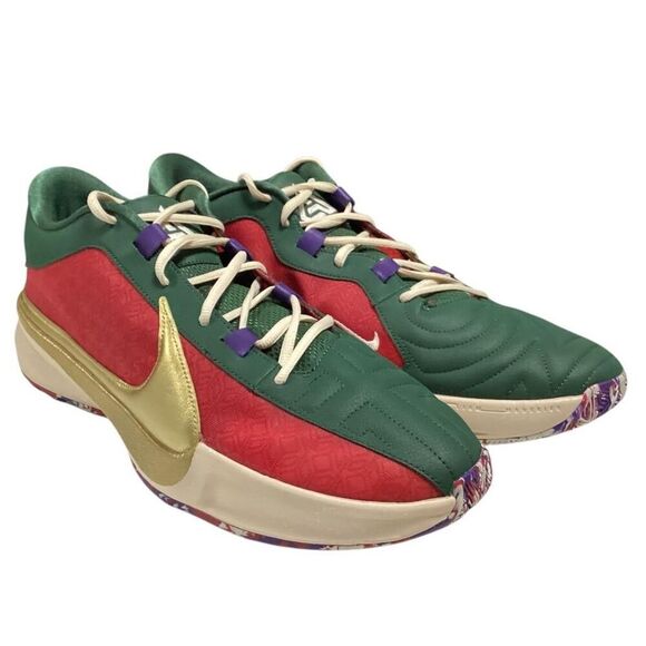 Nike Basketball Shoes Mens 18 Red Green Gannis Zoom Freak 5 NRG Keep It A Buck - Picture 1 of 10